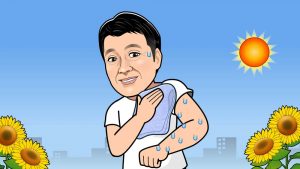 タオルで拭いている様子