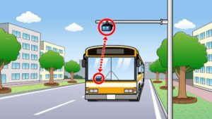 センサーとバスのイラスト