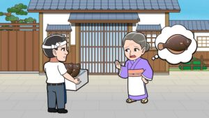 魚屋さんの配達イラスト