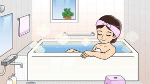 お風呂にゆっくり入る人のイラスト