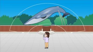 パノラマ撮影をする女性