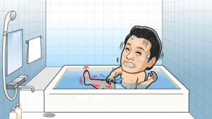 お風呂の中で全身が痒くなるイラスト