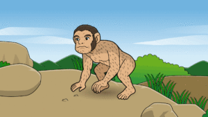 あるき出した猿人のイラスト