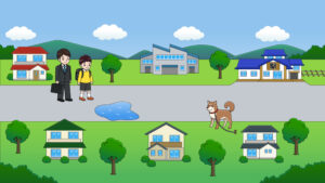 駅までの道のりのイラスト