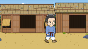 わらじで歩く人