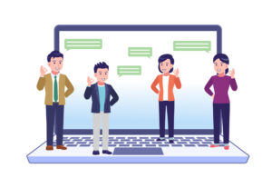 パソコンを使ったコミュニケーションのイラスト