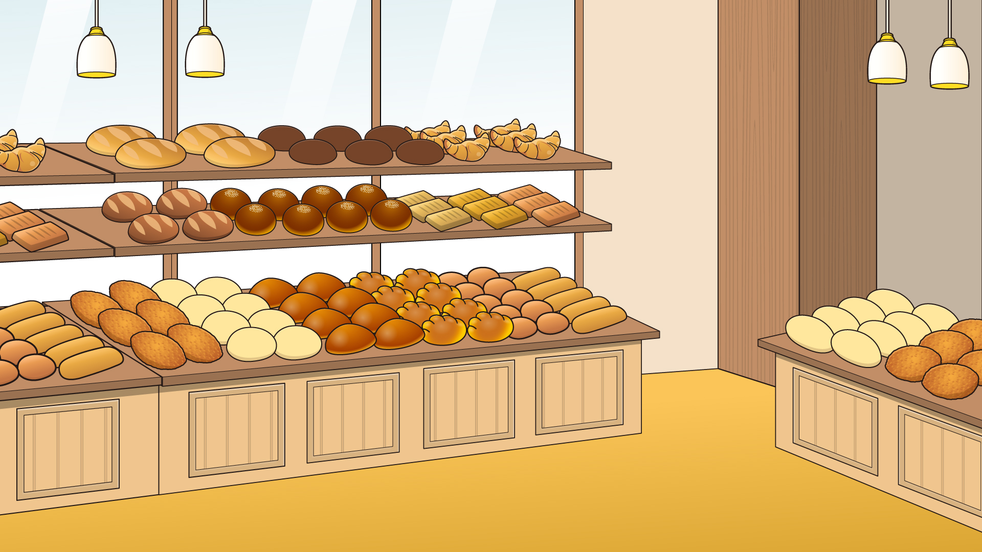 たくさんのパンが並んだパン屋さん