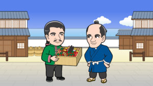 中国人から花火をもらう