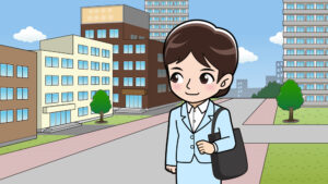 会社に通勤する人