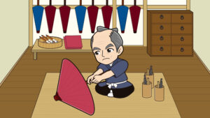 傘職人のイラスト