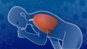 前のめりに咳き込む