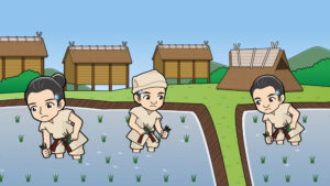 弥生時代の田植えの様子