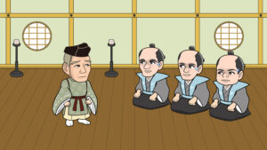 緊張する武士たち