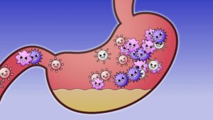 胃の中で菌がうようよいる様子