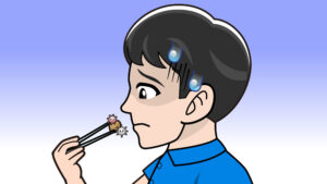 菌が食べ物と一緒に体に入る画像