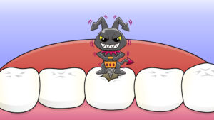 虫歯菌が歯を削る様子