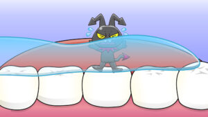 虫歯菌が水で流される様子