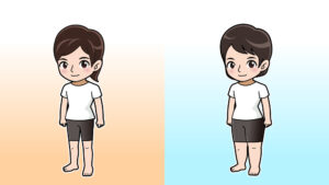 足の太い人と普通の人