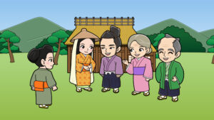 近所の人がやってくる様子