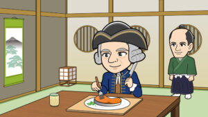 鮭を食べるオランダ人