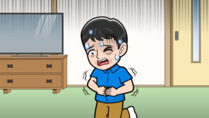 食中毒になった男性のイラスト