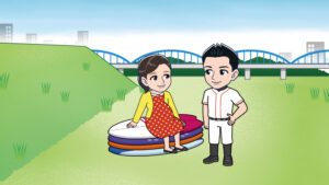 サーフボードの上に座る女性