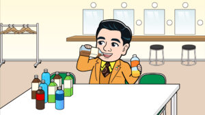 ペットボトルを飲む様子