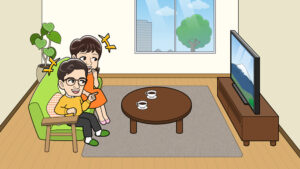 テレビを見る距離のイラスト