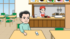 フードコートで待つ