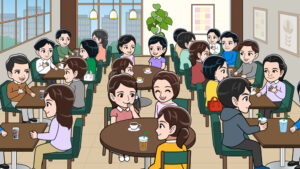 混んでいる喫茶店