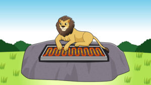 暖をとるライオン