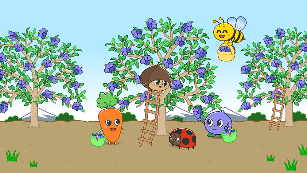 ブルーベリー狩りをするキャラ