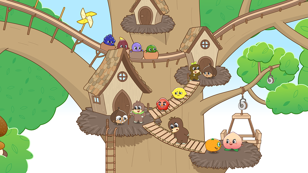 木の上で遊ぶキャラ